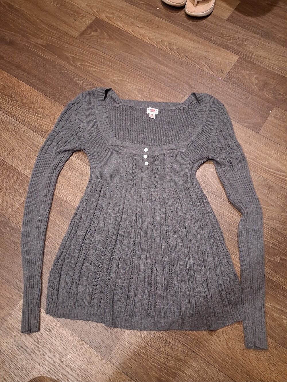 Y2K mossimo supply co Cable Knit Babydoll Sweater Bella Swan Vibe Rabbit Sz L